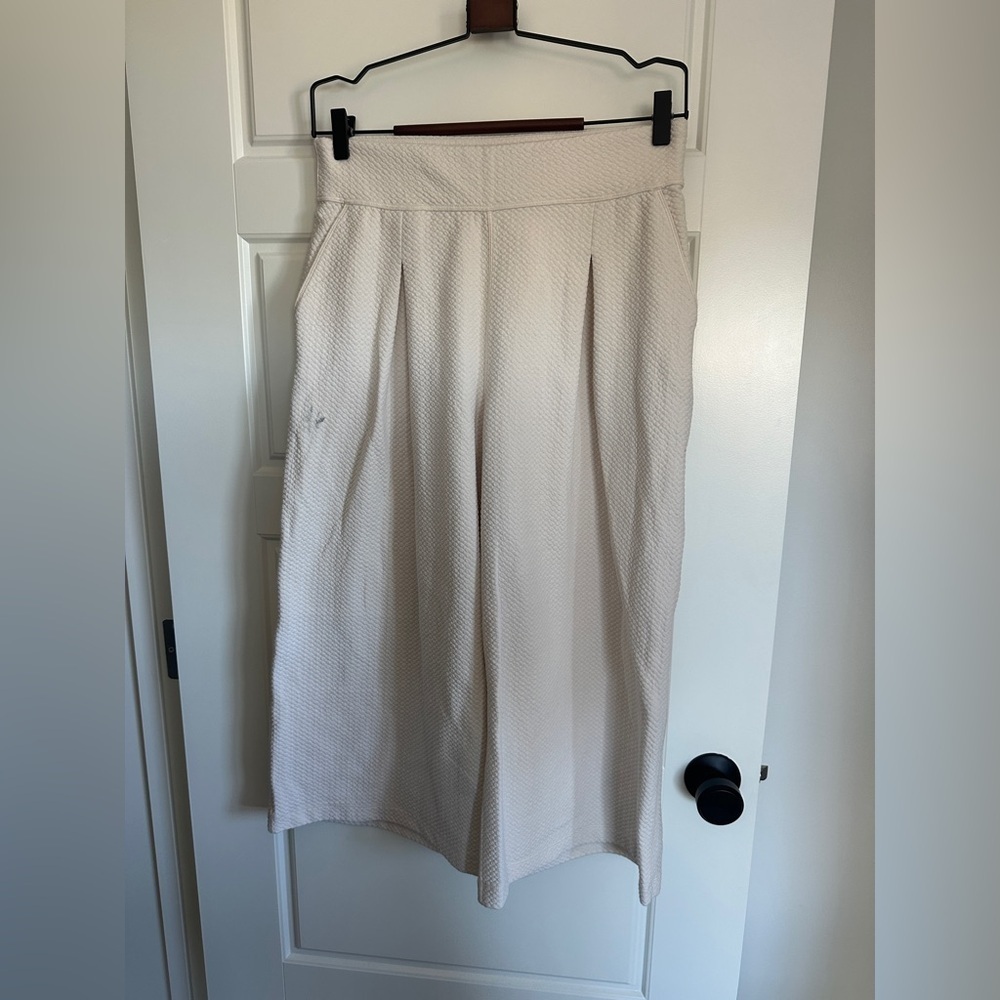 lululemon athletica Cream Wide Leg Pants (Waffle / Texture material)